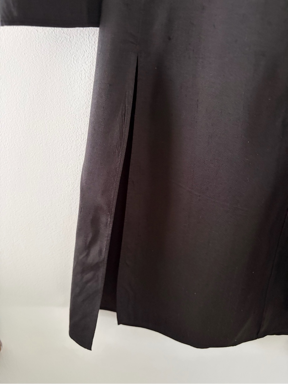 Eileen Fisher Minimalist Black Heavy Silk Shirt Dress Mandarin Collar Size XL - Picture 5 of 10